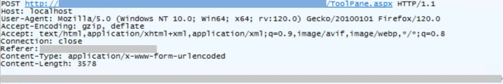 Microsoft’s annotated screenshot of a request observed during the SharePoint exploitation campaign